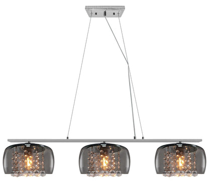 Modern Ceiling Crystal Droplet Pendant Light Triple Smoked Grey Glass - Energy Light Bulbs - Free delivery on all orders