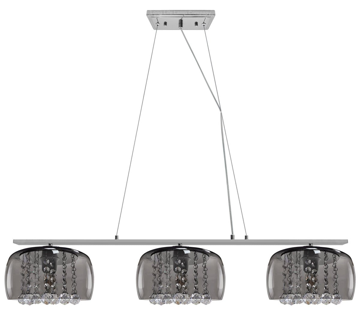 Modern Ceiling Crystal Droplet Pendant Light Triple Smoked Grey Glass - Energy Light Bulbs - Free delivery on all orders