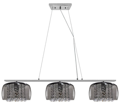 Modern Ceiling Crystal Droplet Pendant Light Triple Smoked Grey Glass - Energy Light Bulbs - Free delivery on all orders