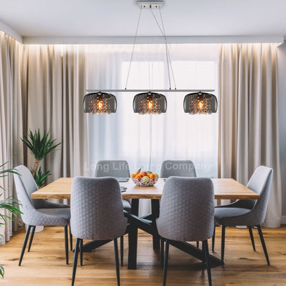 Modern Ceiling Crystal Droplet Pendant Light Triple Smoked Grey Glass - Energy Light Bulbs - Free delivery on all orders