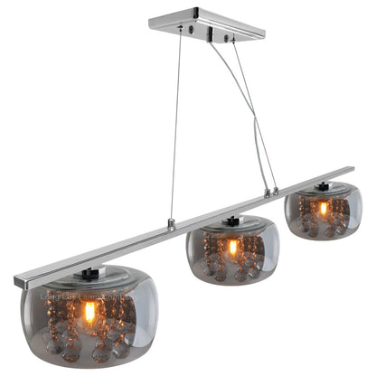 Modern Ceiling Crystal Droplet Pendant Light Triple Smoked Grey Glass - Energy Light Bulbs - Free delivery on all orders