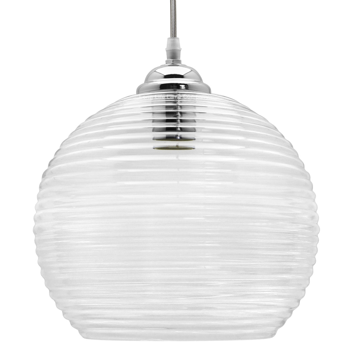 Modern Ceiling Globe Glass Pendant Lamp Shade Clear Rib - Energy Light Bulbs - Free delivery on all orders