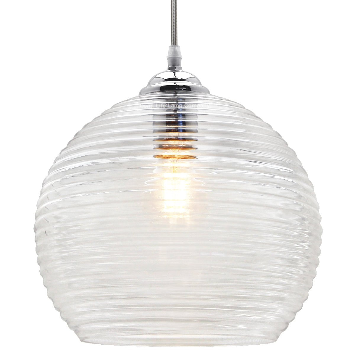 Modern Ceiling Globe Glass Pendant Lamp Shade Clear Rib - Energy Light Bulbs - Free delivery on all orders