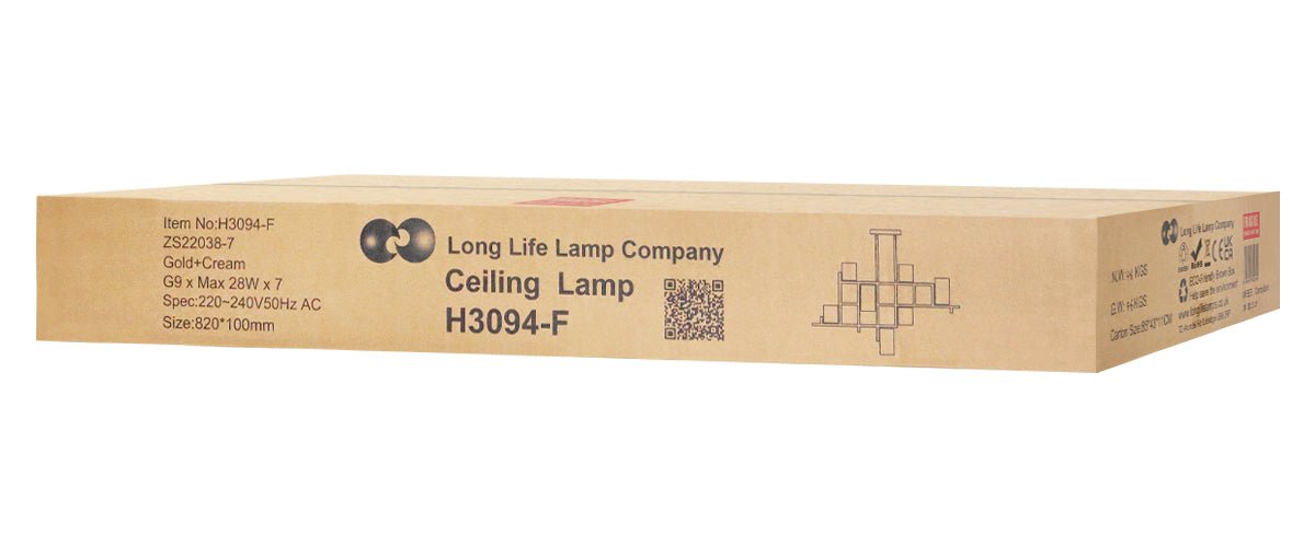 Modern Ceiling Gold Cluster Pendant Light Square Lamp Shades Frosted Glass With G9 LED - Energy Light Bulbs - Free delivery on all orders