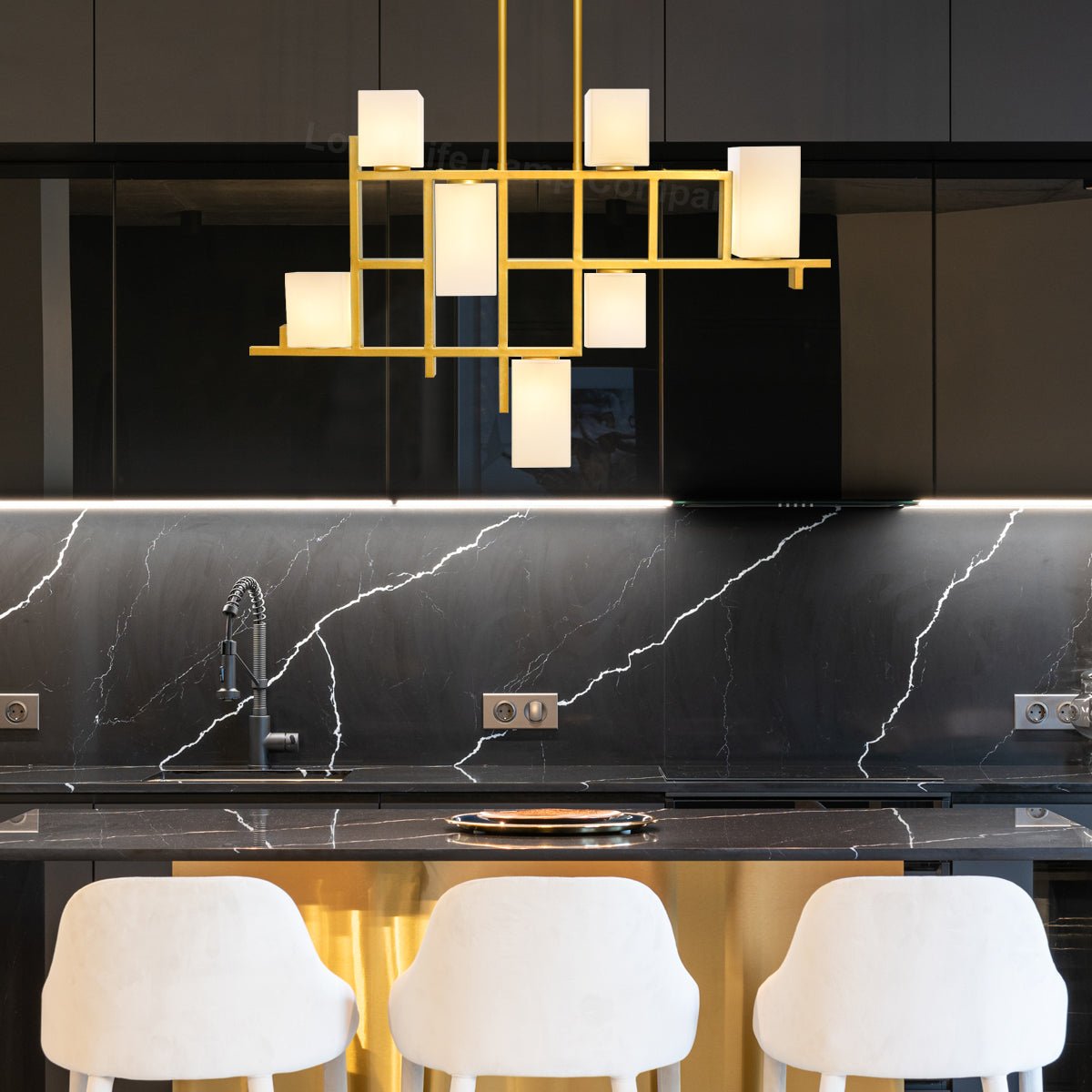 Modern Ceiling Gold Cluster Pendant Light Square Lamp Shades Frosted Glass With G9 LED - Energy Light Bulbs - Free delivery on all orders