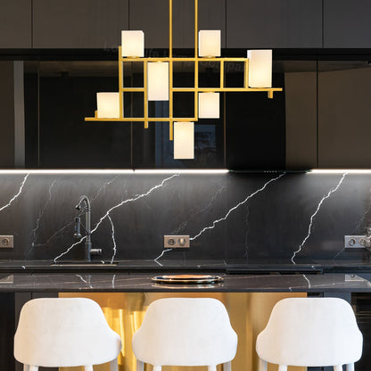 Modern Ceiling Gold Cluster Pendant Light Square Lamp Shades Frosted Glass With G9 LED - Energy Light Bulbs - Free delivery on all orders