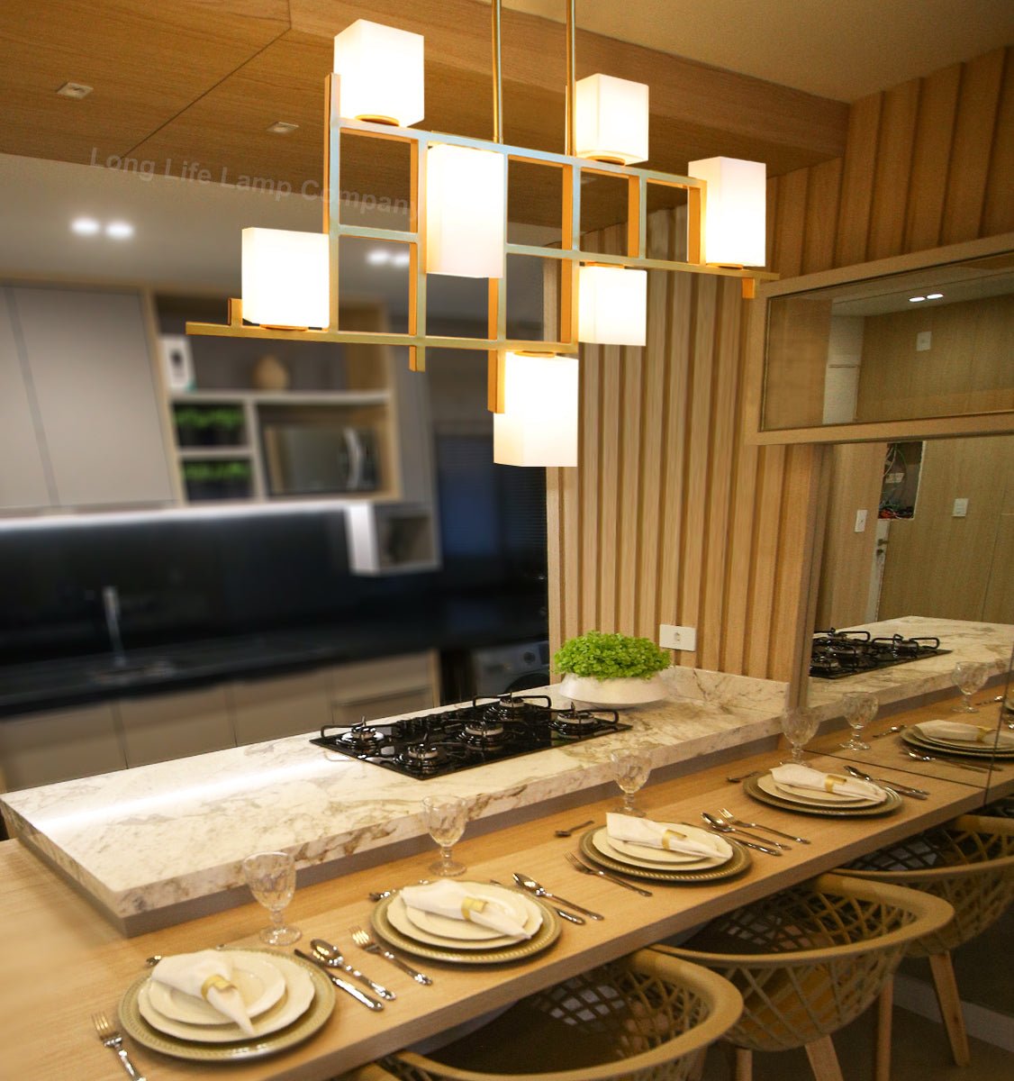Modern Ceiling Gold Cluster Pendant Light Square Lamp Shades Frosted Glass With G9 LED - Energy Light Bulbs - Free delivery on all orders