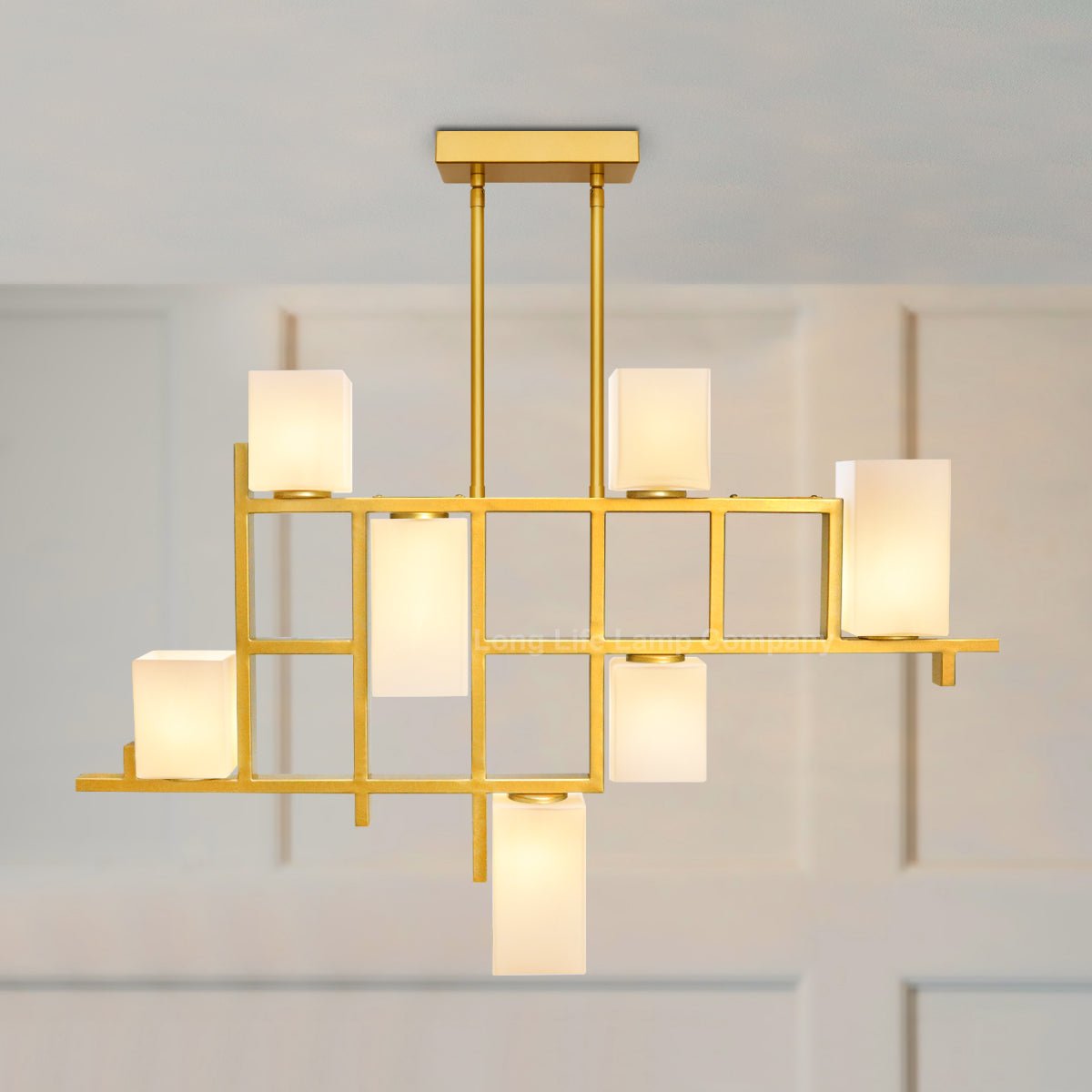 Modern Ceiling Gold Cluster Pendant Light Square Lamp Shades Frosted Glass With G9 LED - Energy Light Bulbs - Free delivery on all orders