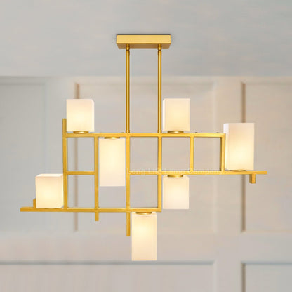 Modern Ceiling Gold Cluster Pendant Light Square Lamp Shades Frosted Glass With G9 LED - Energy Light Bulbs - Free delivery on all orders