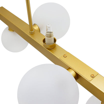 Modern Ceiling Golden Cluster Pendant Light Bar Globe Frosted Glass Lamp Shades With G9 LED - Energy Light Bulbs - Free delivery on all orders