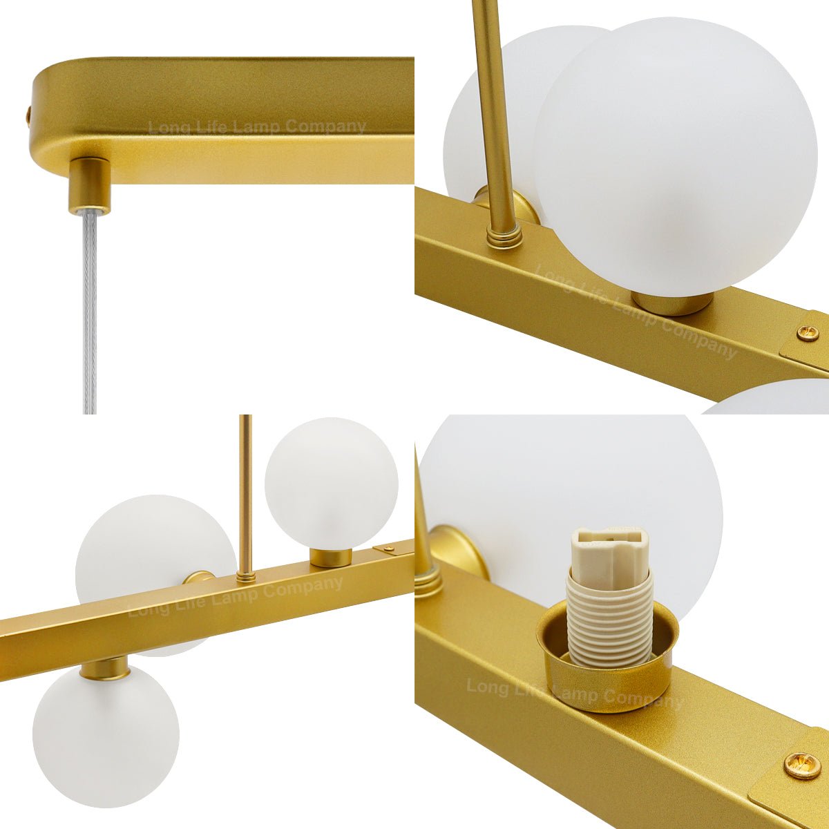 Modern Ceiling Golden Cluster Pendant Light Bar Globe Frosted Glass Lamp Shades With G9 LED - Energy Light Bulbs - Free delivery on all orders