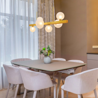 Modern Ceiling Golden Cluster Pendant Light Bar Globe Frosted Glass Lamp Shades With G9 LED - Energy Light Bulbs - Free delivery on all orders