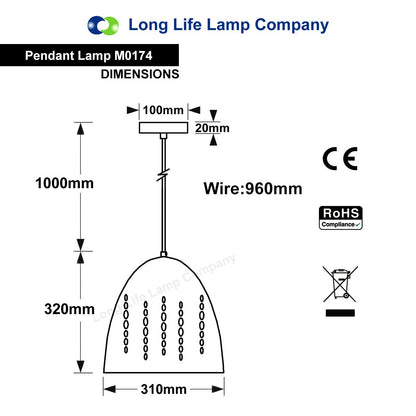 Modern Ceiling Grey Pendant Light M0174 - Energy Light Bulbs - Free delivery on all orders