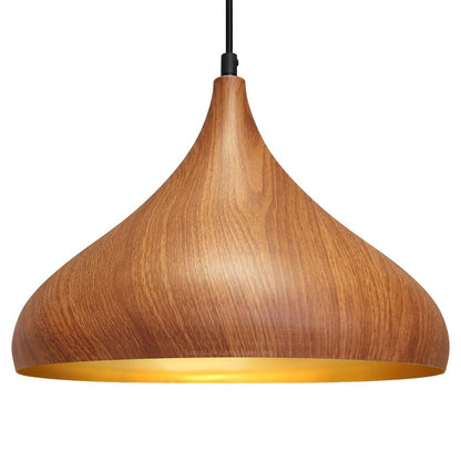 Modern Ceiling Pendant Dome Metal Wood Grain Finish Light - Energy Light Bulbs - Free delivery on all orders