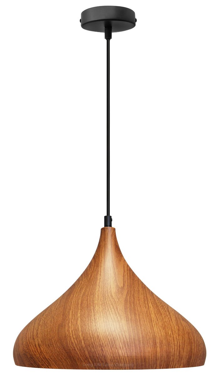 Modern Ceiling Pendant Dome Metal Wood Grain Finish Light - Energy Light Bulbs - Free delivery on all orders