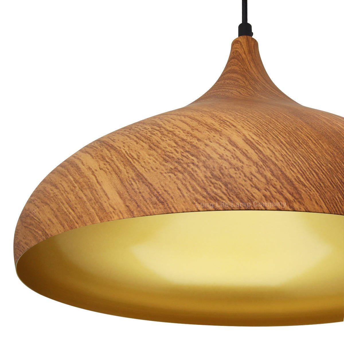 Modern Ceiling Pendant Dome Metal Wood Grain Finish Light - Energy Light Bulbs - Free delivery on all orders