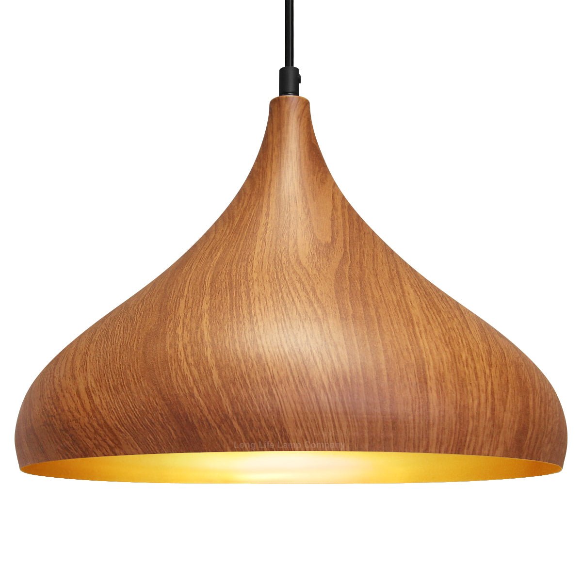 Modern Ceiling Pendant Dome Metal Wood Grain Finish Light - Energy Light Bulbs - Free delivery on all orders