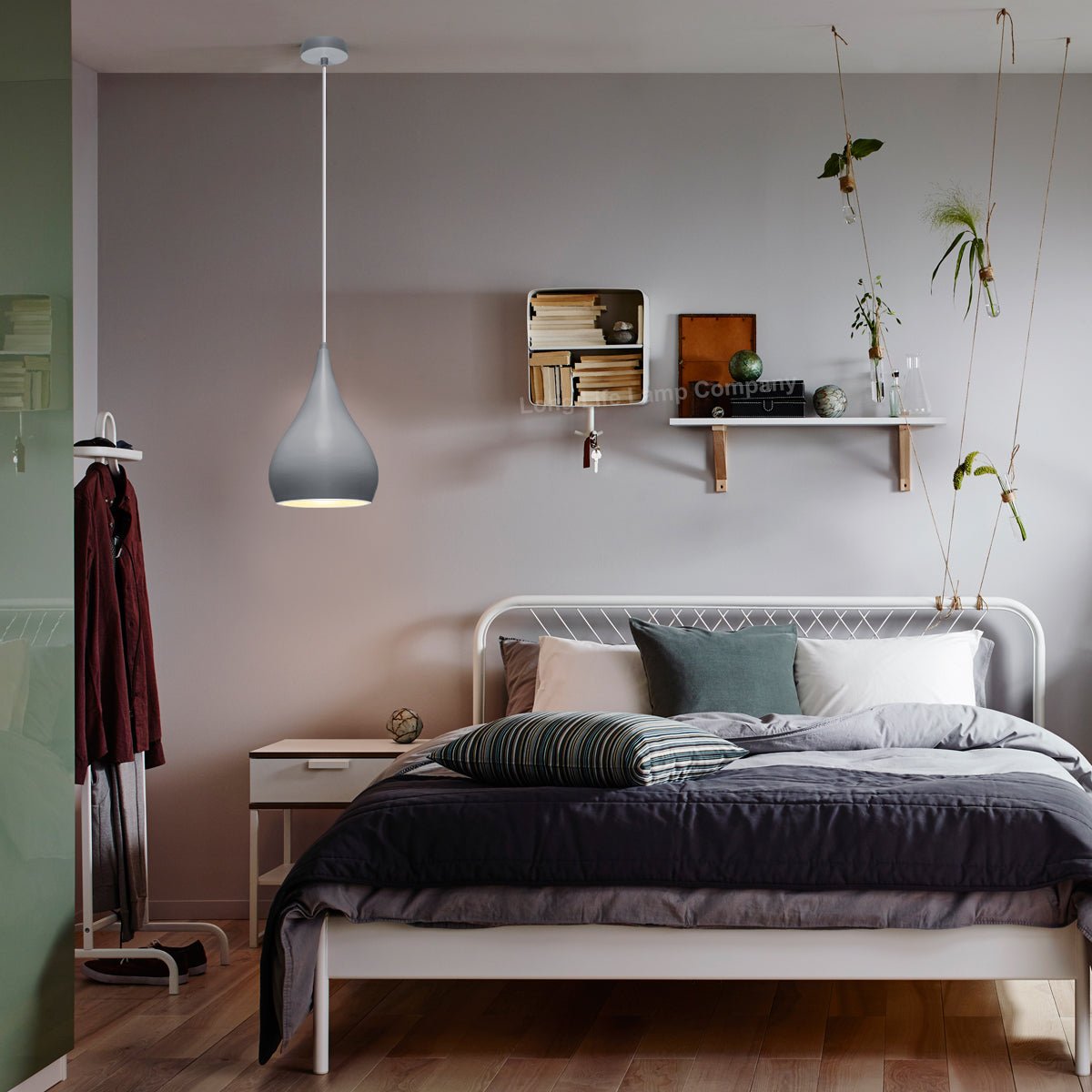 Modern Ceiling Pendant Droplet Light Shade Grey Finish Fine Metal - Energy Light Bulbs - Free delivery on all orders