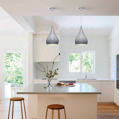 Modern Ceiling Pendant Droplet Light Shade Grey Finish Fine Metal - Energy Light Bulbs - Free delivery on all orders