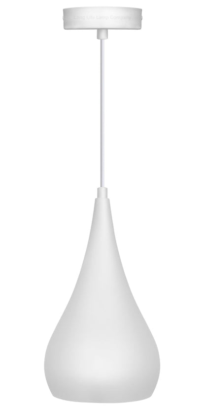 Modern Ceiling Pendant Droplet Light Shade White Finish Fine Metal - Energy Light Bulbs - Free delivery on all orders