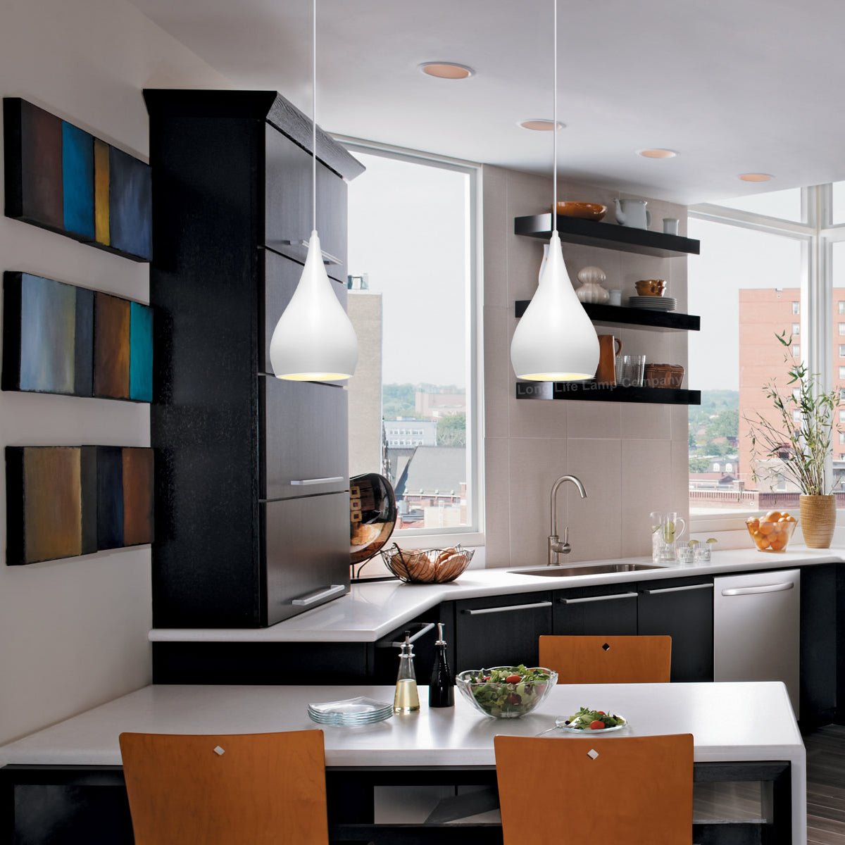 Modern Ceiling Pendant Droplet Light Shade White Finish Fine Metal - Energy Light Bulbs - Free delivery on all orders