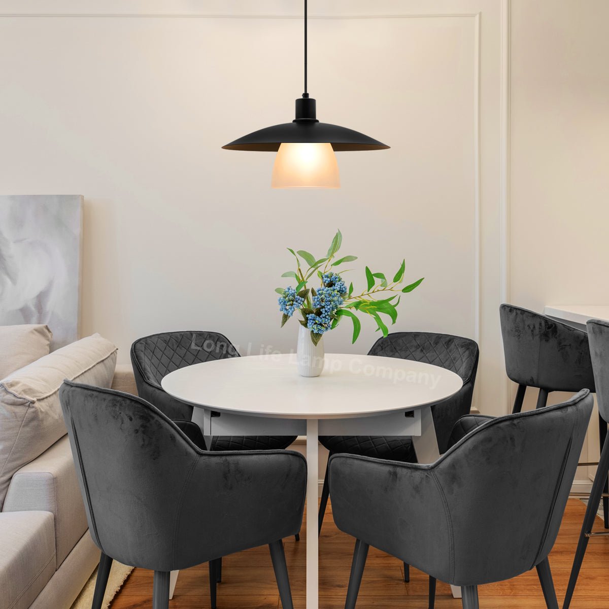 Modern Ceiling Pendant Light Black Frosted Glass - Energy Light Bulbs - Free delivery on all orders