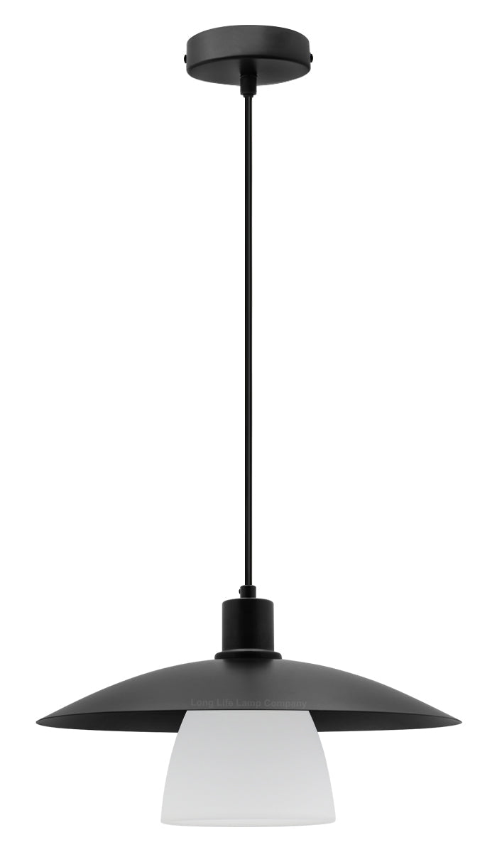 Modern Ceiling Pendant Light Black Frosted Glass - Energy Light Bulbs - Free delivery on all orders