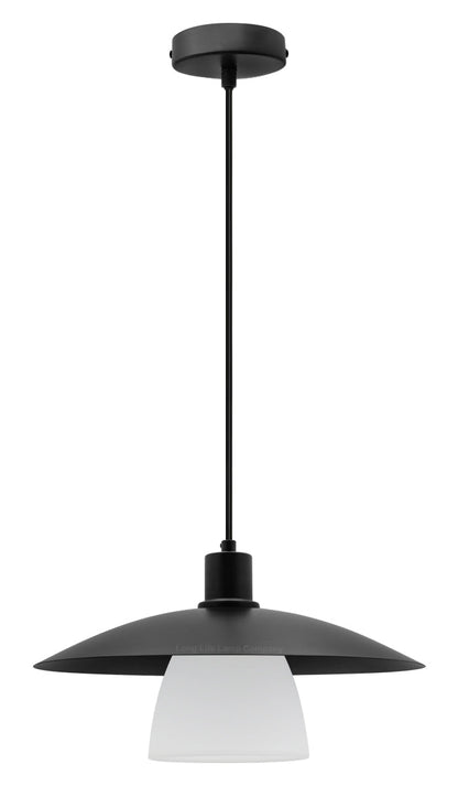 Modern Ceiling Pendant Light Black Frosted Glass - Energy Light Bulbs - Free delivery on all orders