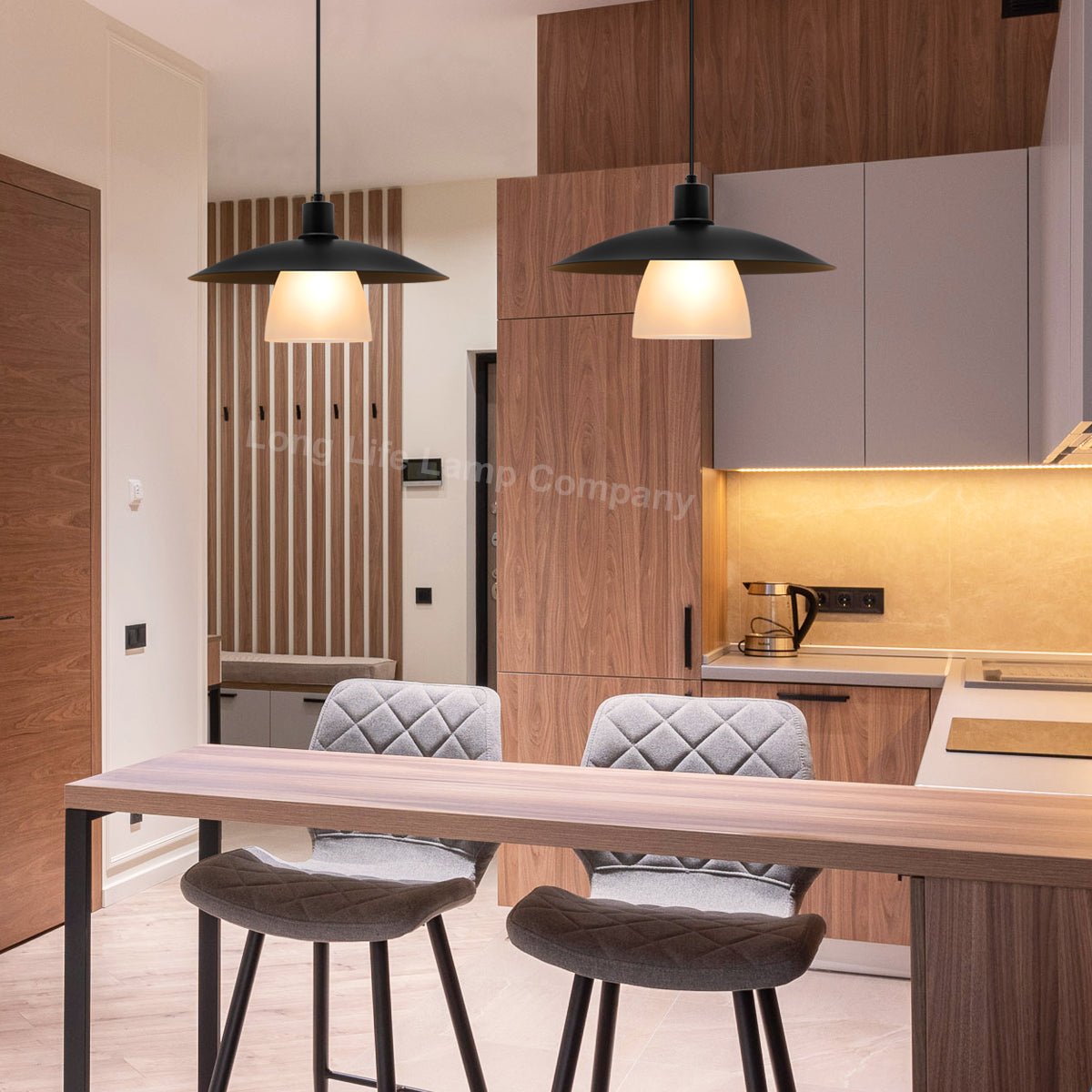 Modern Ceiling Pendant Light Black Frosted Glass - Energy Light Bulbs - Free delivery on all orders