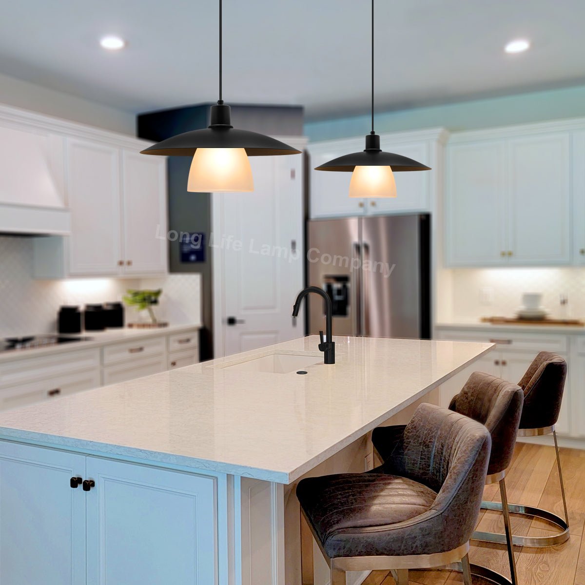 Modern Ceiling Pendant Light Black Frosted Glass - Energy Light Bulbs - Free delivery on all orders