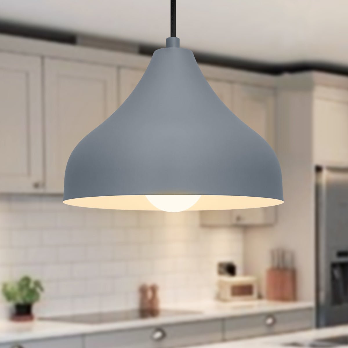 Modern Ceiling Pendant Light Dome Grey Mini Lamp Shade - Energy Light Bulbs - Free delivery on all orders