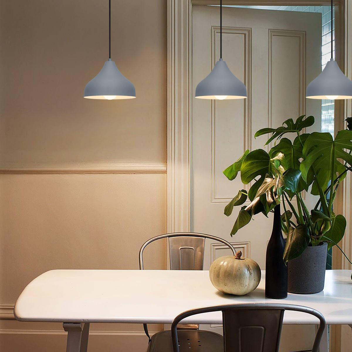 Modern Ceiling Pendant Light Dome Grey Mini Lamp Shade - Energy Light Bulbs - Free delivery on all orders