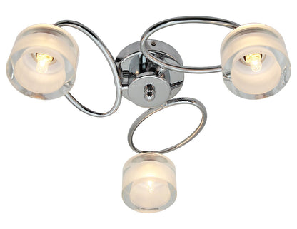 Modern Chrome 3 Way Ceiling Glass Shades Flush Mounted Crystal - Energy Light Bulbs - Free delivery on all orders