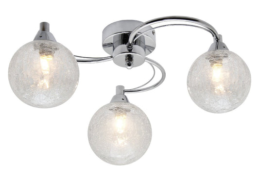 Modern Chrome 3 Way Ceiling Light Glass Globe Shades H3060 with 3 x G9 5w LED - Energy Light Bulbs - Free delivery on all orders