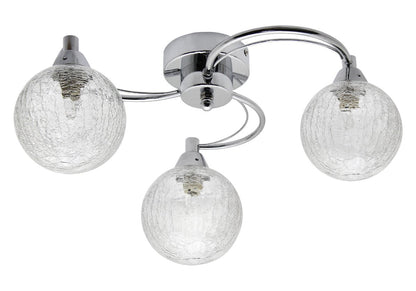 Modern Chrome 3 Way Ceiling Light Glass Globe Shades H3060 with 3 x G9 5w LED - Energy Light Bulbs - Free delivery on all orders