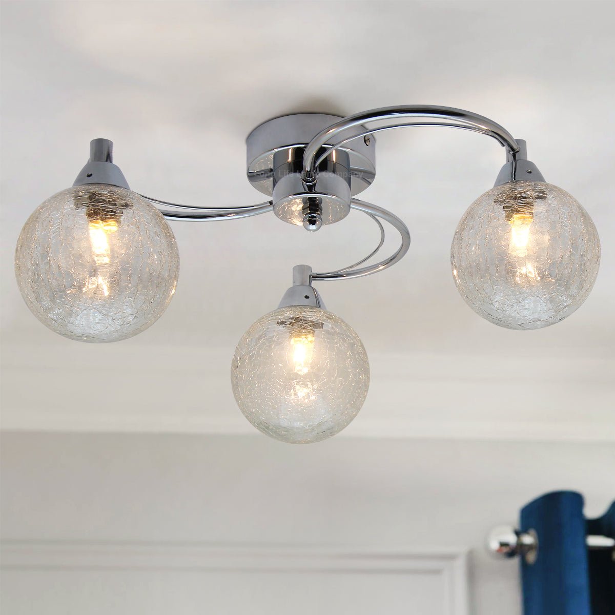 Modern Chrome 3 Way Ceiling Light Glass Globe Shades H3060 with 3 x G9 5w LED - Energy Light Bulbs - Free delivery on all orders