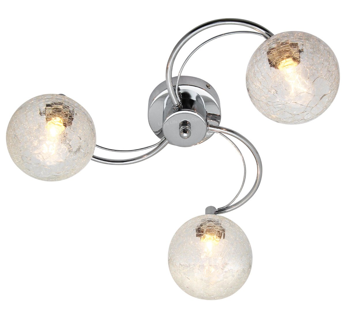 Modern Chrome 3 Way Ceiling Light Glass Globe Shades H3060 with 3 x G9 5w LED - Energy Light Bulbs - Free delivery on all orders