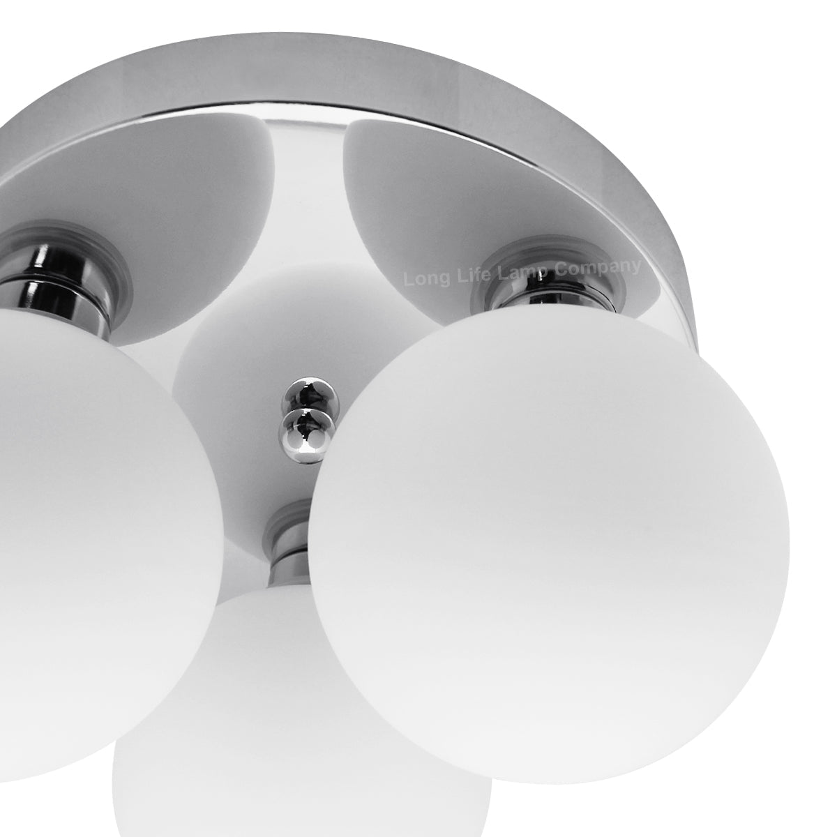 Modern Chrome 3 Way Round Frosted Globe Ceiling Light H3006 Warm White or Cool White - Energy Light Bulbs - Free delivery on all orders