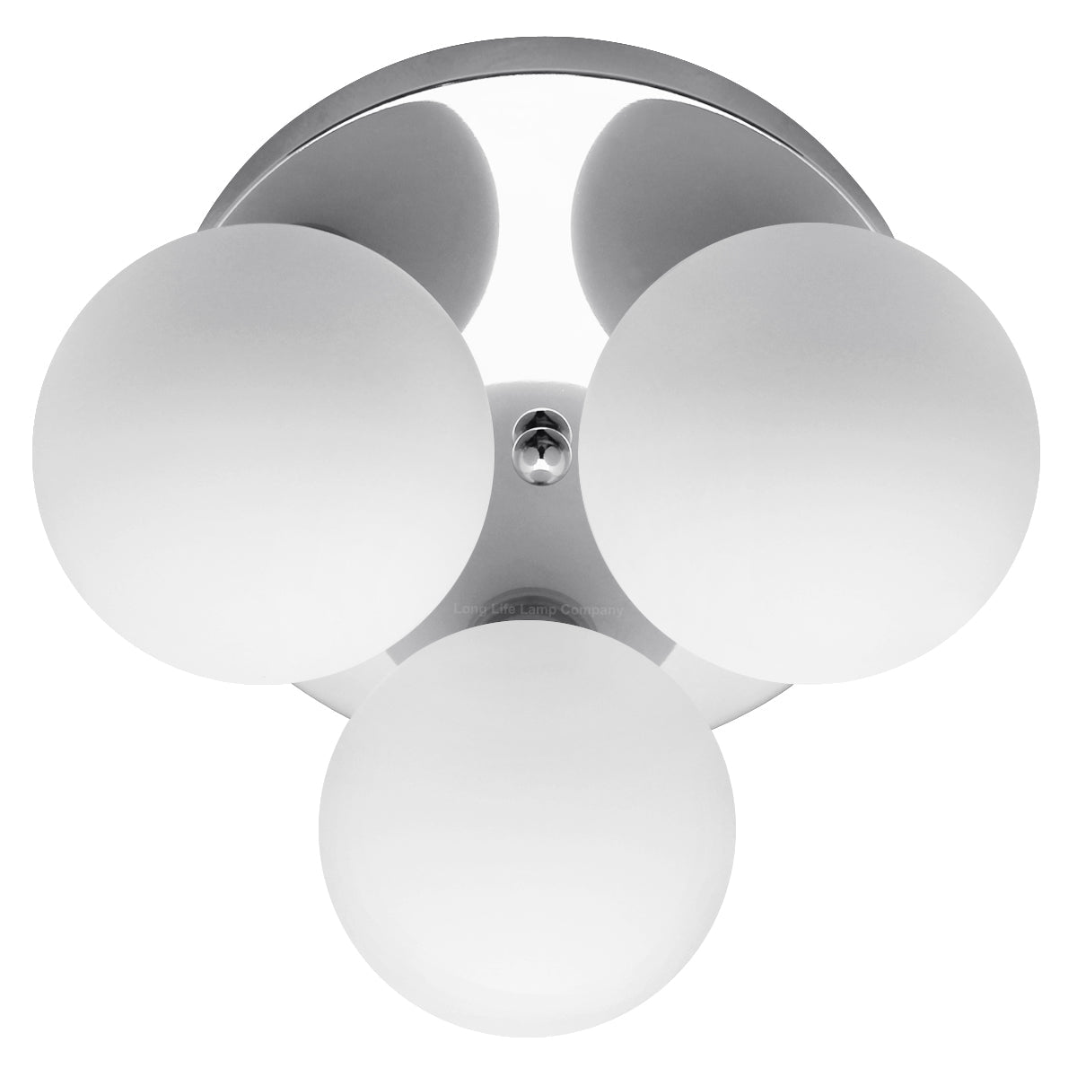 Modern Chrome 3 Way Round Frosted Globe Ceiling Light H3006 Warm White or Cool White - Energy Light Bulbs - Free delivery on all orders
