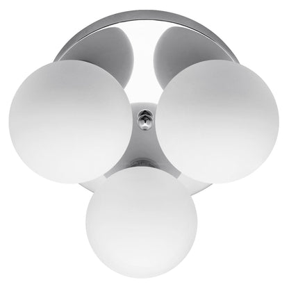 Modern Chrome 3 Way Round Frosted Globe Ceiling Light H3006 Warm White or Cool White - Energy Light Bulbs - Free delivery on all orders
