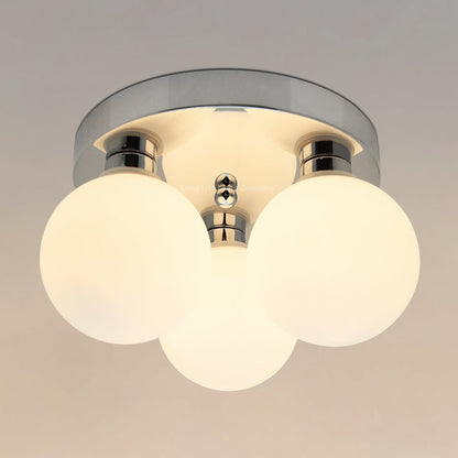 Modern Chrome 3 Way Round Frosted Globe Ceiling Light H3006 Warm White or Cool White - Energy Light Bulbs - Free delivery on all orders