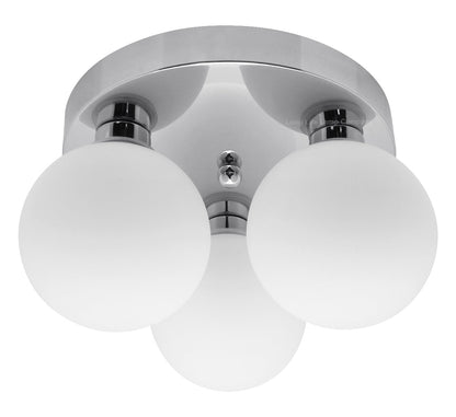 Modern Chrome 3 Way Round Frosted Globe Ceiling Light H3006 Warm White or Cool White - Energy Light Bulbs - Free delivery on all orders