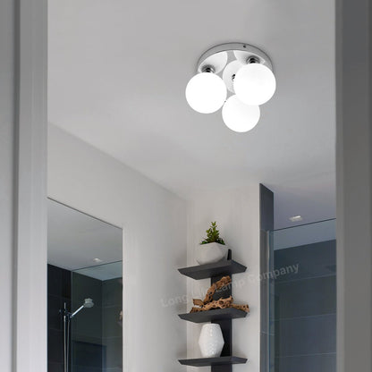 Modern Chrome 3 Way Round Frosted Globe Ceiling Light H3006 Warm White or Cool White - Energy Light Bulbs - Free delivery on all orders