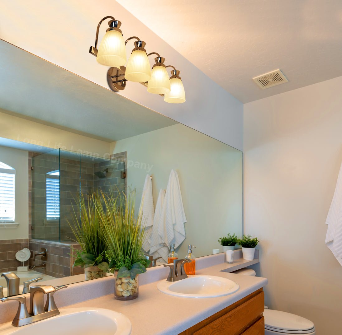 Modern Chrome Bathroom Wall Light IP44 Frosted Glass G9 5W Warm LED - Energy Light Bulbs - Free delivery on all orders