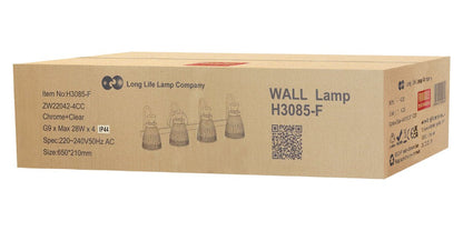 Modern Chrome Bathroom Wall Light IP44 Frosted Glass G9 5W Warm LED - Energy Light Bulbs - Free delivery on all orders