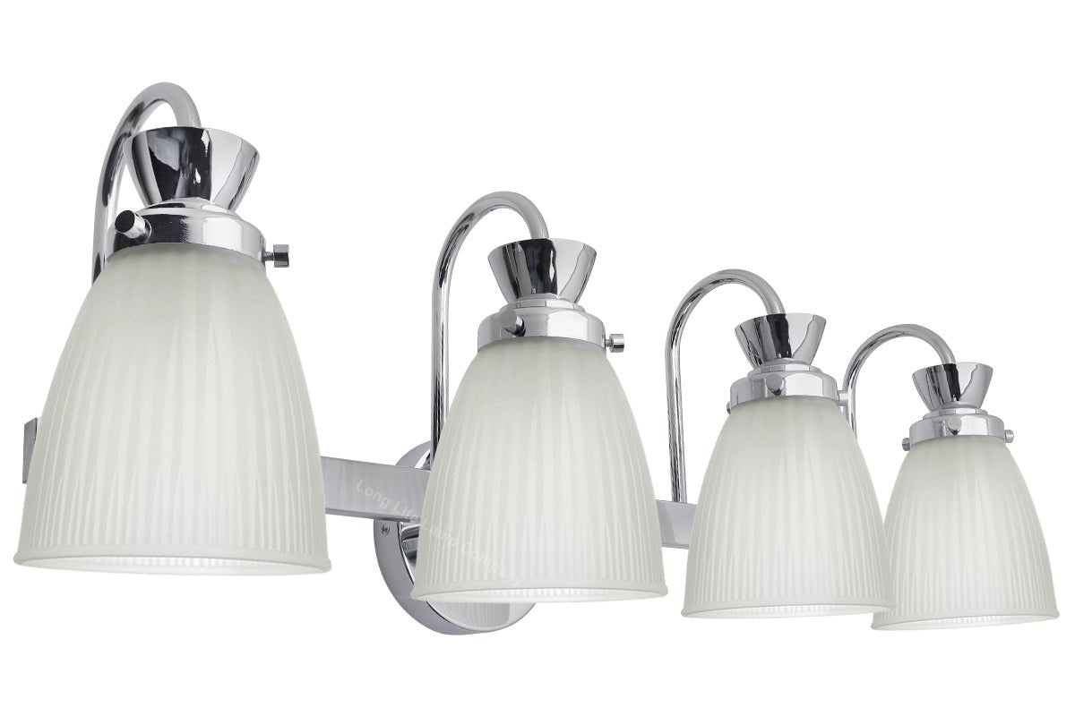 Modern Chrome Bathroom Wall Light IP44 Frosted Glass G9 5W Warm LED - Energy Light Bulbs - Free delivery on all orders