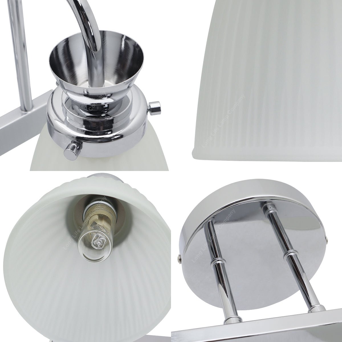 Modern Chrome Bathroom Wall Light IP44 Frosted Glass G9 5W Warm LED - Energy Light Bulbs - Free delivery on all orders