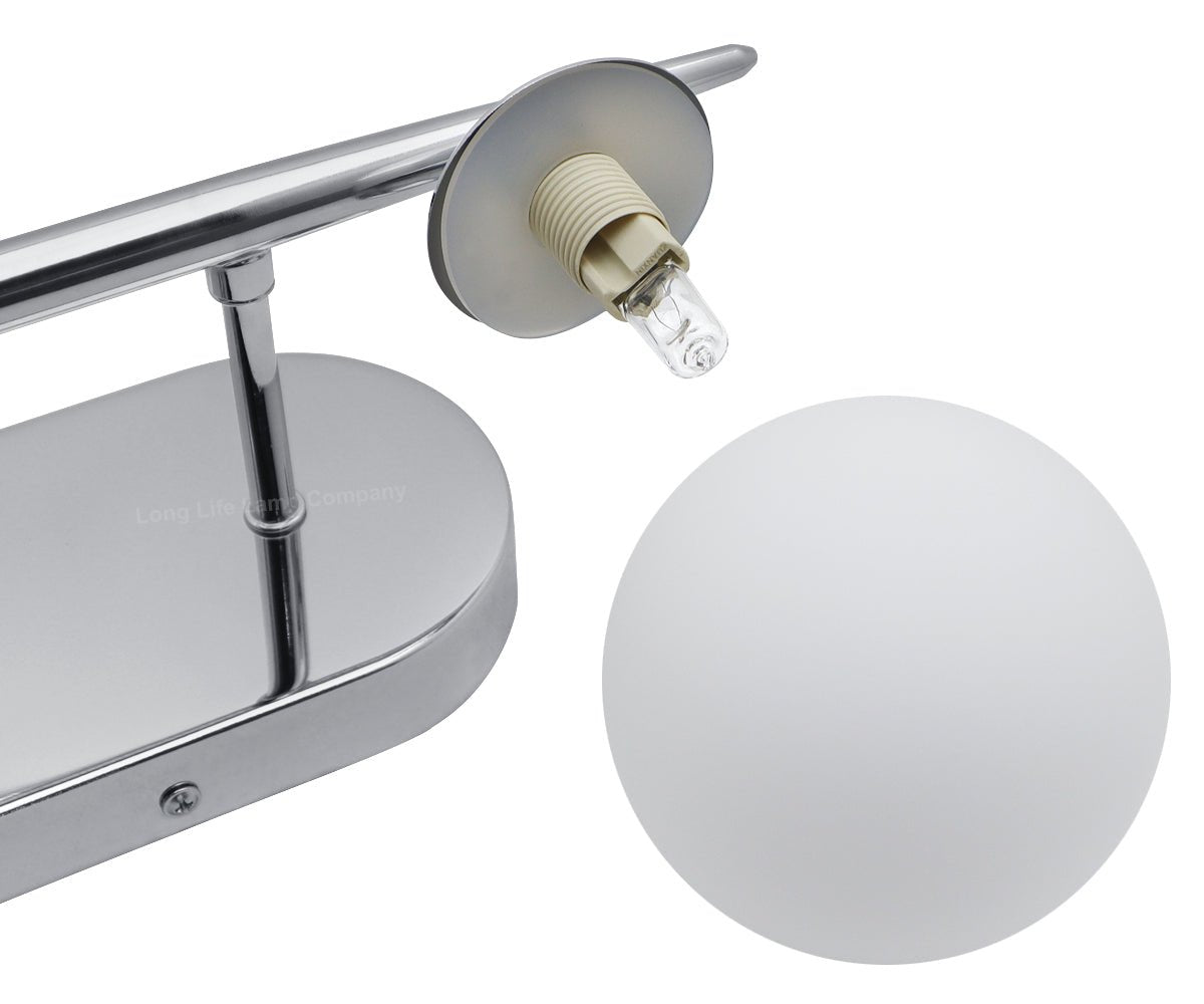Modern Chrome Double Globe Wall Light with G9 Warm White LED - Energy Light Bulbs - Free delivery on all orders