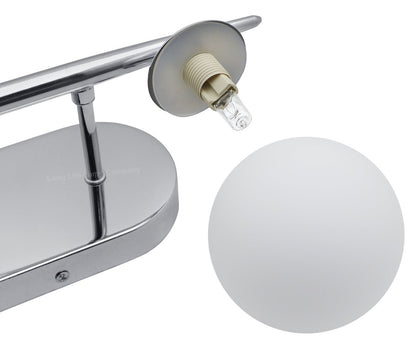 Modern Chrome Double Globe Wall Light with G9 Warm White LED - Energy Light Bulbs - Free delivery on all orders