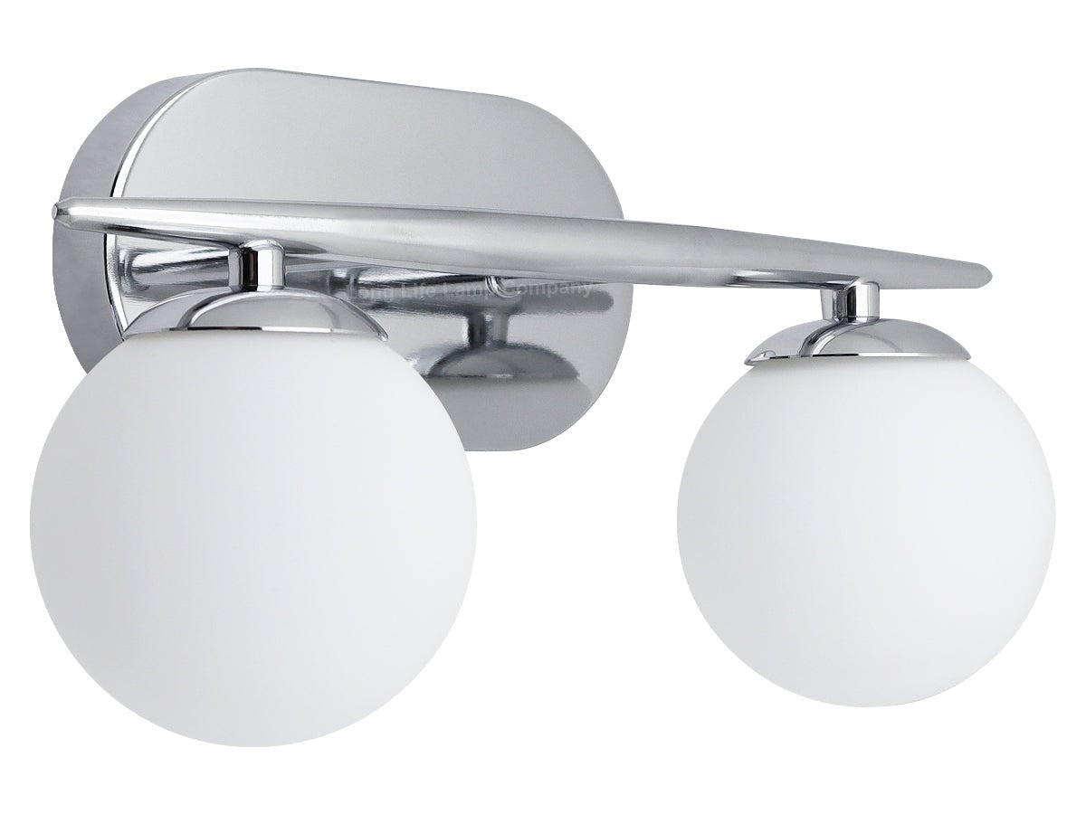Modern Chrome Double Globe Wall Light with G9 Warm White LED - Energy Light Bulbs - Free delivery on all orders